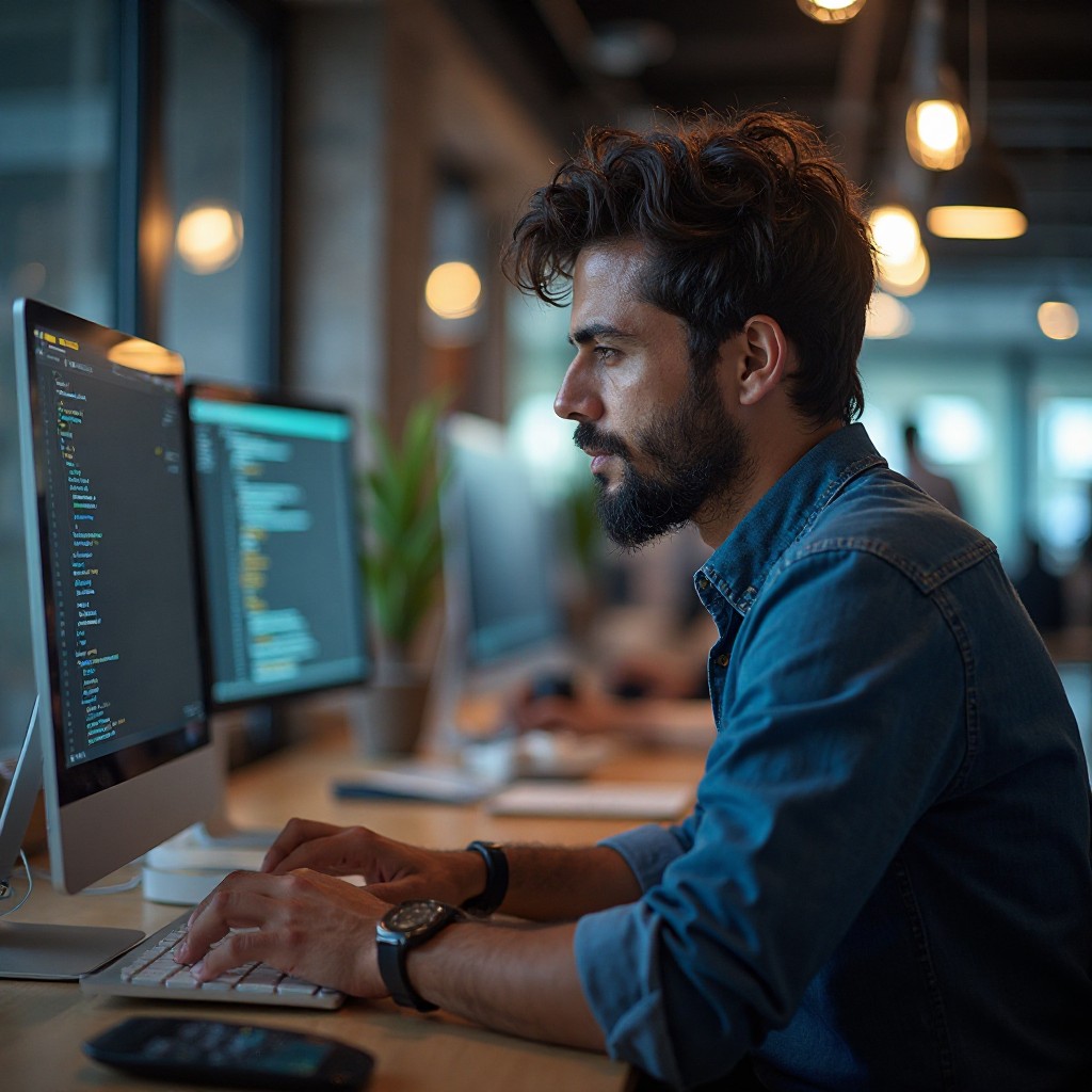 Desarrollador trabajando en código web moderno
